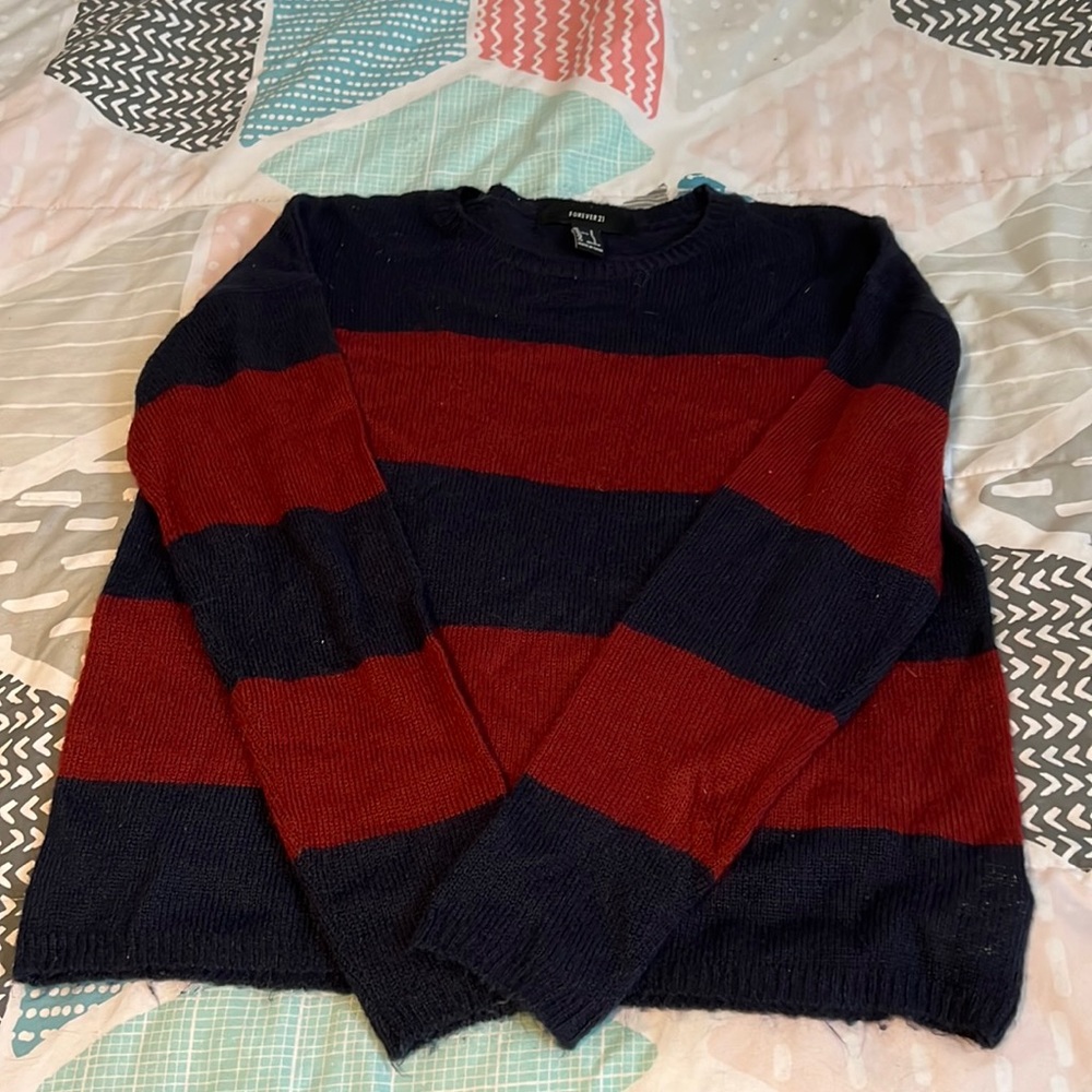 Forever 21 navy blue and red sweater. Worn once or twice.